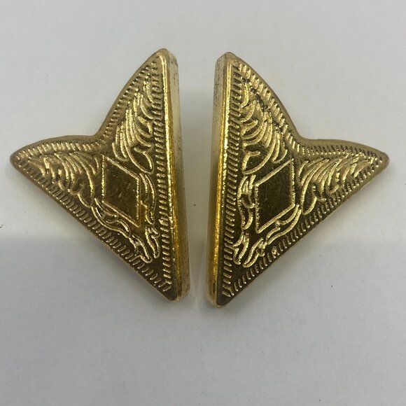 Vtg 1980 new deadstock screw gold tone collar tip tips western cowboy cowgirl - Picture 1 of 3